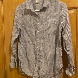L.L. Bean Blue and White Striped Button Down Shirt